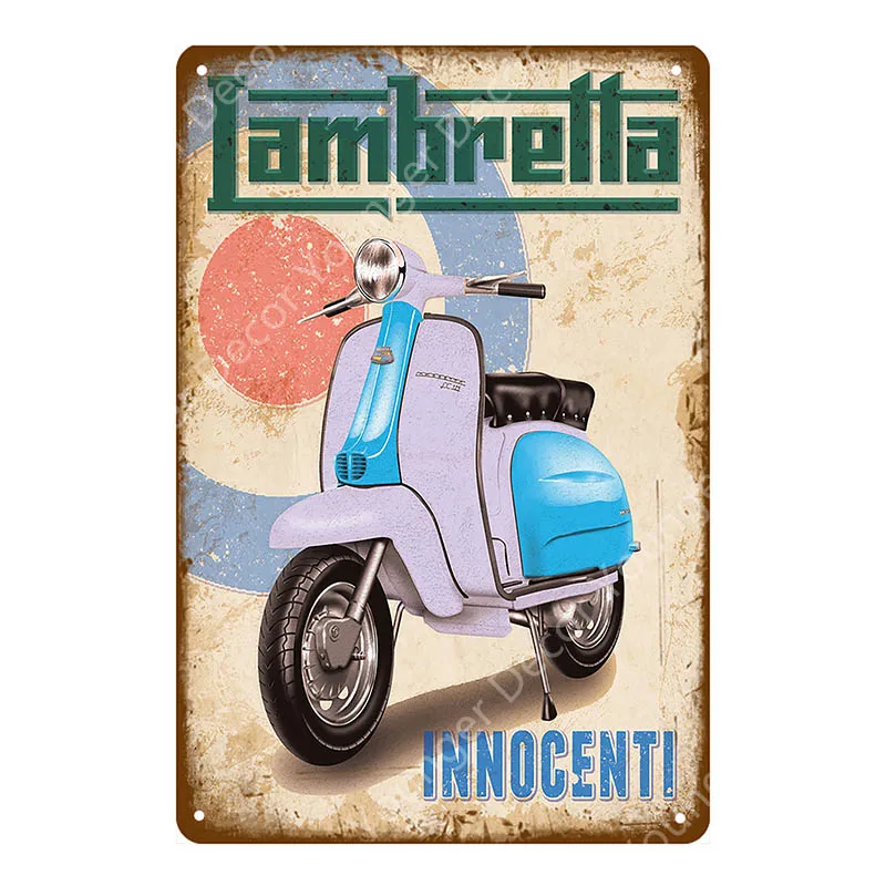 Это мод вещь металлическая вывеска итальянский скутер Vespa Lambretta ВИНТАЖНЫЙ ПЛАКАТ классический электромобиль стикер на стену автомобиль гараж - Цвет: YD2940E