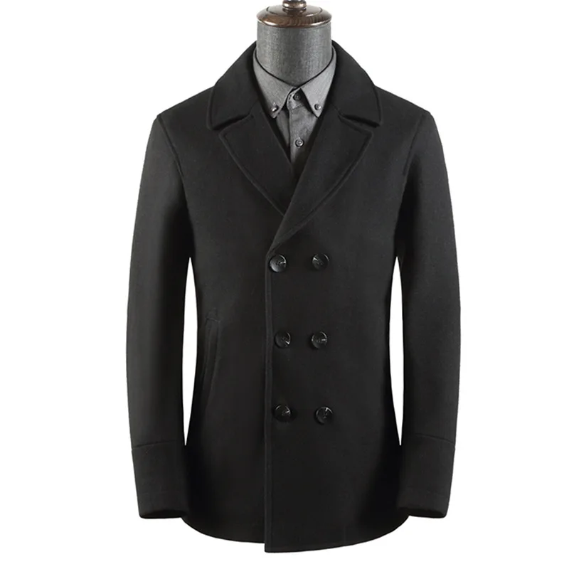 Autumn and Winter New Double-breasted Suit Collar Business Casual Woolen Coat Men's Short Woolen Coat High Quality Wool