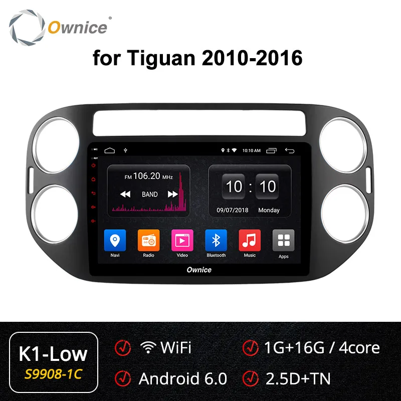 Ownice Android 9,0 Octa 8 core автомобильный радиоприемник gps Navi k3 k5 k6 для Volkswagen Tiguan 2010 2011 2012 2013 4 аппарат не привязан к оператору сотовой связи SPDIF - Цвет: S9908-1 K1 LOW