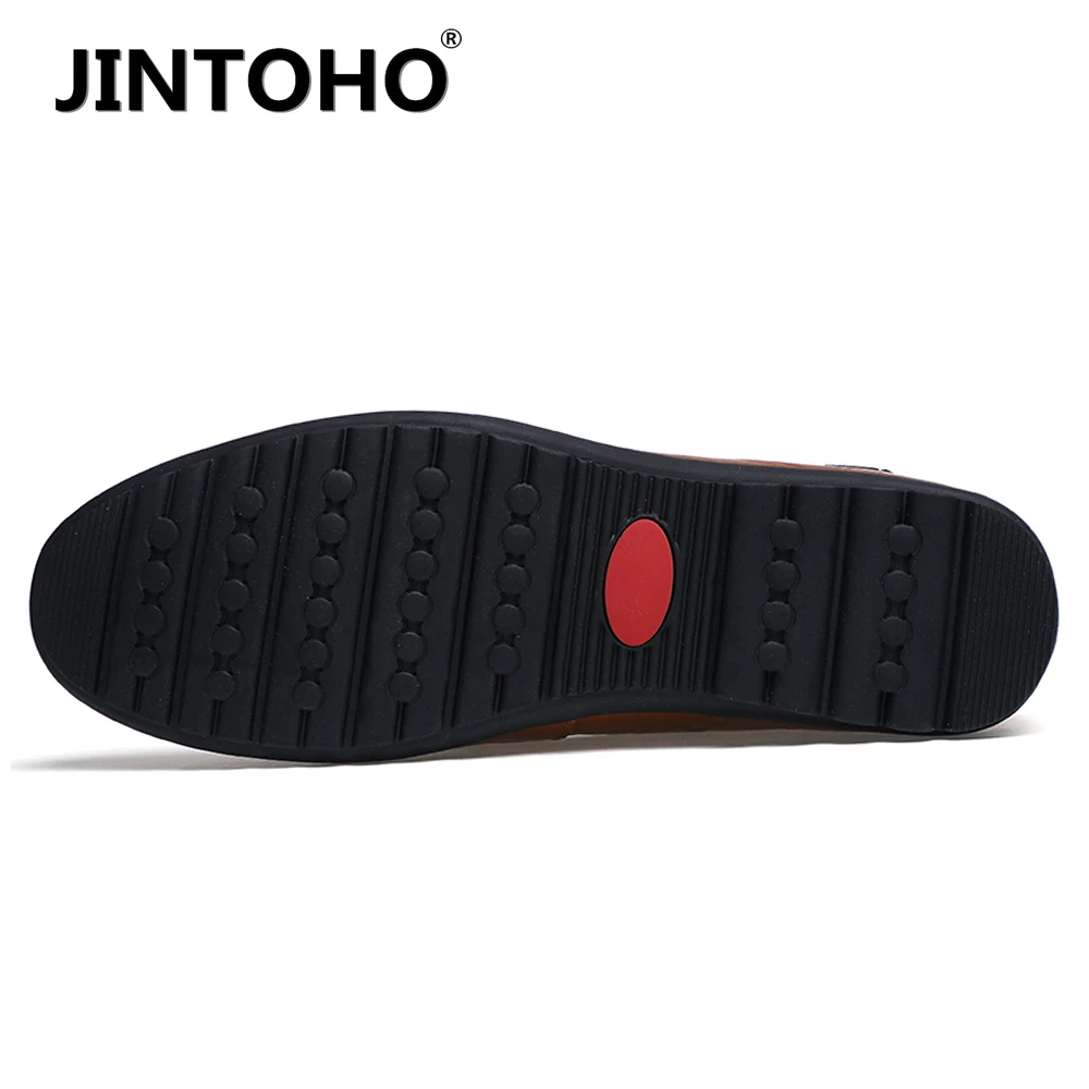 JINTOHO 2020 Casual Men's Shoes Genuine Leather Luxury Breathable Moccasins Loafers High-Quality Comfortable Soft Driving Shoes