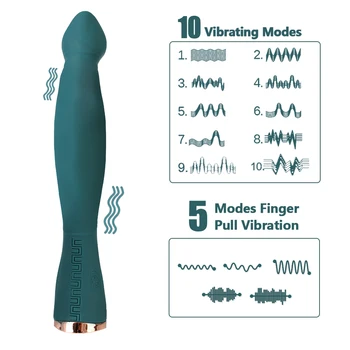Clit G Spot Massager USB Charging 5 Modes Finger Pull Vagina Stimulate 10 Frequency AV Stick Vibrator Sex Toy for Women 2