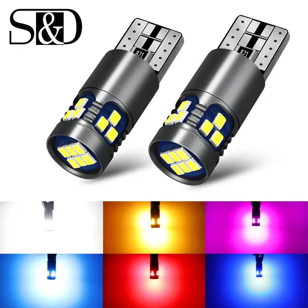

2PCS Super Bright LED T10 W5W LED Bulbs 3030 Car Interior Reading Light Marker Lamp 168 194 LED Auto Wedge Parking 12V For Cars