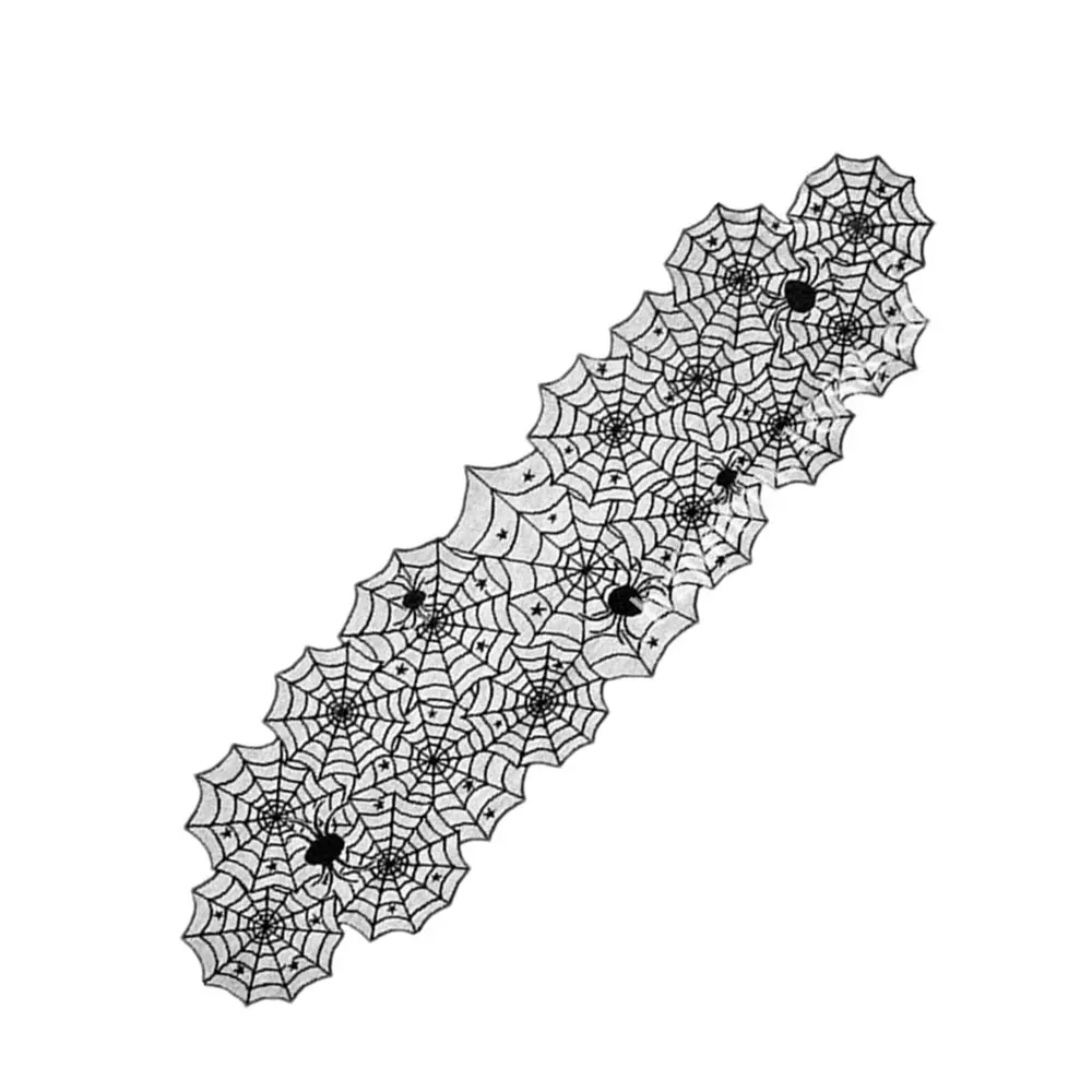 Украшение на Хэллоуин, кружевная паутина, скатерть, каминная доска, шарф, черный стол, вечерние принадлежности, реквизит - Цвет: Серый