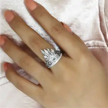 

Women Castle Zirconia Ring Gift Engagement wedding Jewelry Size 6-10