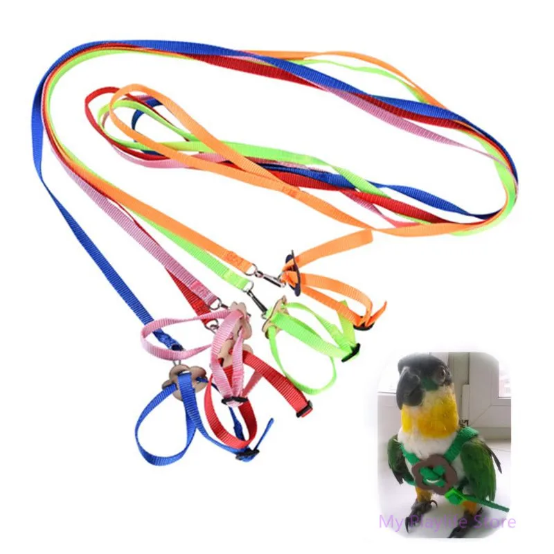 

Colorful Parrot Bird Collar Harness Adjustable Hamster Turtle Lizard Traction Rope Reins 8-shaped Collar Pet Strap Leash C42