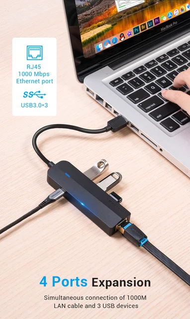 Adaptateur USB C Vers Ethernet, Adaptateur Réseau WALNEW USB-C Vers LAN RJ45 Gigabit, En Aluminium, Pour MacBook Pro, MacBook Air, Steam Deck, XPS, IPad Pro/Air, Samsung Galaxy, A51, Etc