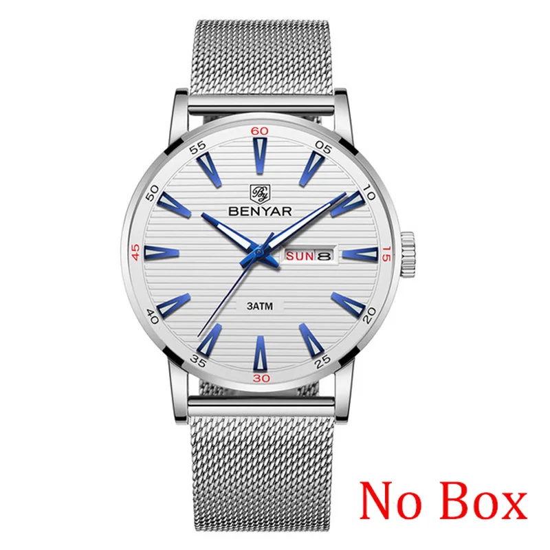 Наручные часы, мужские BENYAR, мужские часы, кварцевые, лучший бренд, Роскошные мужские часы, хронограф, военные часы, модные, Relogio Masculino - Цвет: White No Box