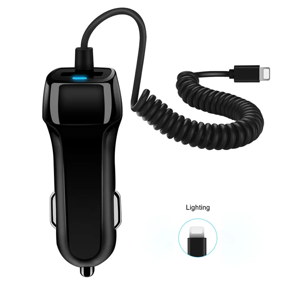 

Universal Car Charger With Cable Cellphone Micro USB Type C Fast Charger For Samsung S9 S8 S10 Plus Xiaomi For iPhone 7 8 X 11 6