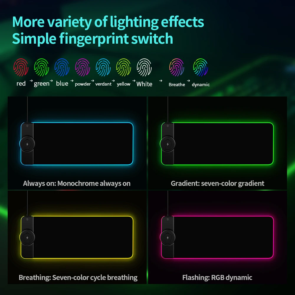 Almofada do Rato com Carregador sem Fio 15w Carregamento sem Fio do Telefone Móvel Carregador Rgb Luminosa Mousepad Led Luz Mouse Pad Rgb - Imagem 4
