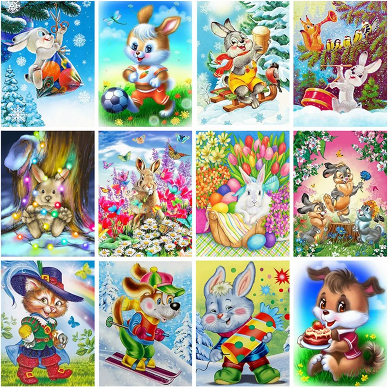 Yikexin-Diamond-Painting-Rabbit-Cartoon-Diamond-Mosaic-Full-Layout-Cross-Stitch-Kit-Picture-Of-Rhinestone-Home