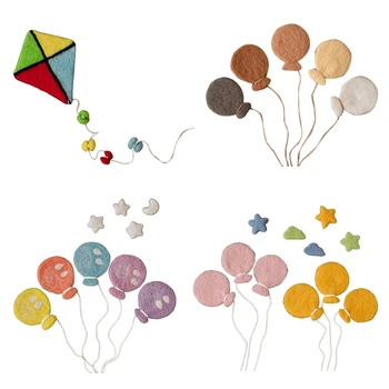 

Baby Wool Felt Balloon Cloud Stars Moon Kite Decorations Newborn Photography Props Infant Photo Shooting Accessories