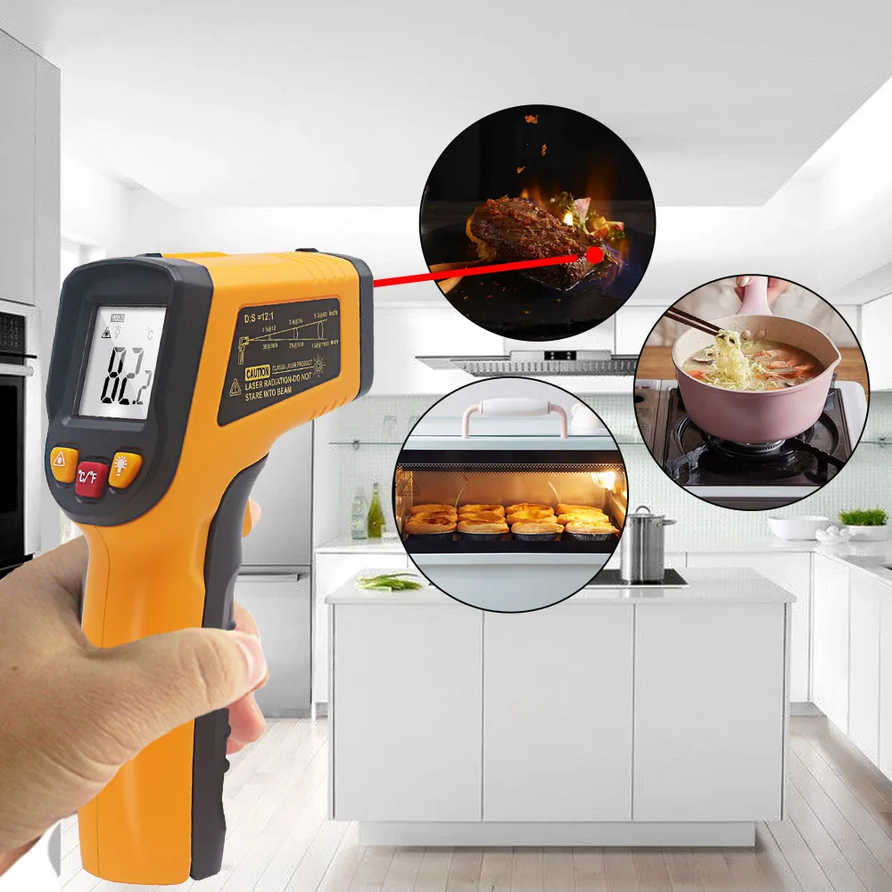 laser pirometer medidor de temperatura de superfície arma imager c f luz de fundo