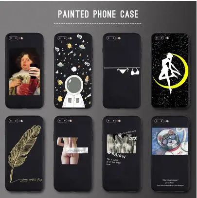 

Silicone Cover Case For Phone X 6 6S 7 8 Plus 5 5S SE Astronaut Sailor Moon Pattern Phone Cases Shell For Phone XS Max XR