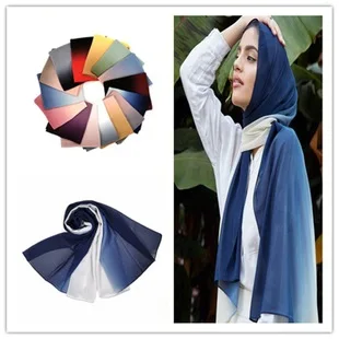 

Premium Chiffon Gradient Mulsim Hijab Scarf Long Shawl For Women Islam Modesty Turban Head Wrap Malaysia Fashion Headscarf Bawal