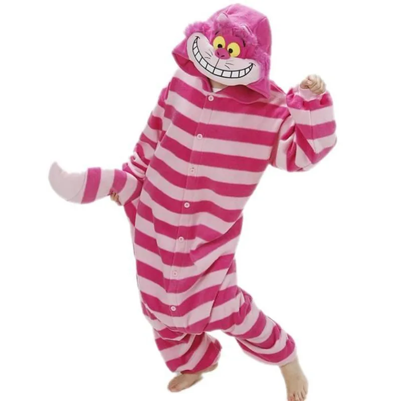 Skup Piżama bielizna nocna Onesies dla dorosłych Cheshire Cat Kigurumi piżama różowy Cartoon Onepiece kostium dla kobiet mężczyzn zima Cartoon XXL
