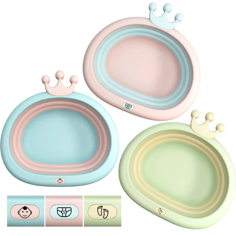 

Baby Folding Washbasin Newborn Infant Face Foot Butt Wash Basins Travel Baby Bath Tub Child Collapsible Basin Dropshipping