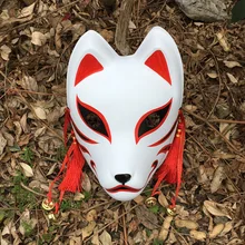 Máscara atualizada pintada à mão de anbu, pvc grosso japonês da cara completa da máscara da raposa de kitsune para o traje do cosplay