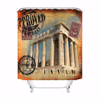 

Custom Waterproof Shower Curtain Retro Architecture Printed Bathroom Decor Various Sizes #180324-01-18