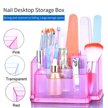 

Home Nail Art Files Display Practical Wipes Cotton Storage Box Salon Brushes Pens Compact Acrylic Organizer Holder 3 Colors Case