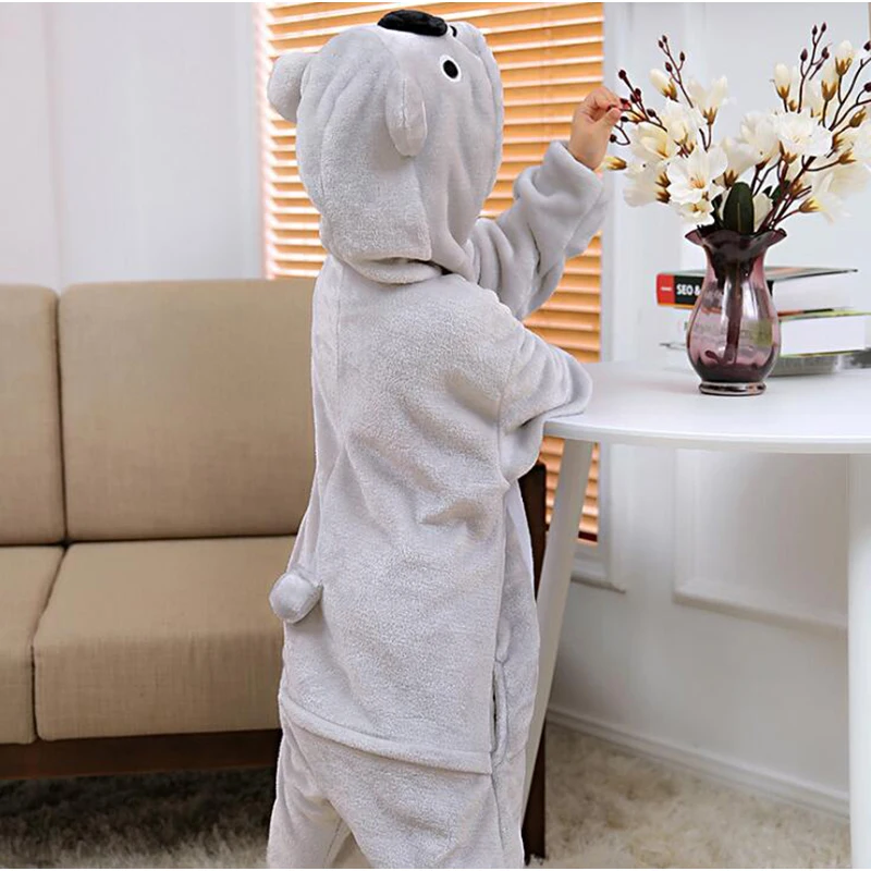 Kid Grey Koala Kigurumi Onesies Children Cartoon Anime Jumpsuit Clothes Costume Girl Boy Cute Animal Disguise Sleepwear Pajamas
