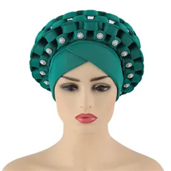 Handmade African Headtie Nigeria Wedding Gele Ready to Wear Turban Caps Muslim Headwraps Female Headscarf Bonnet Turbante Mujer