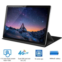Tablette pc android, 2 en 1, 11.6 pouces, avec Deca core, résolution 1920*1080, pour dessin avec clavier, prise en charge de double sim, 4G LTE k20 pro 