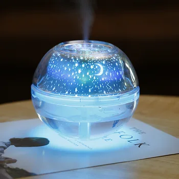 

500mL Crystal Projection Humidifier Large Capacity USB Creative Home Colorful Projection Air Purification Humidifier Night Light