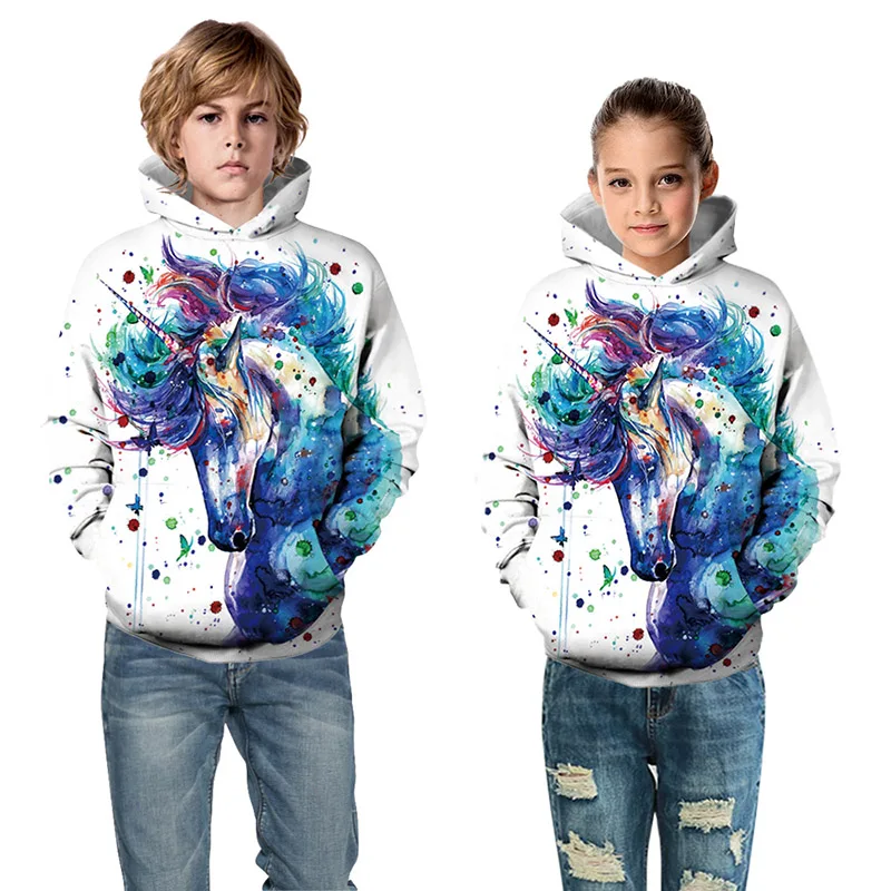  Unicorn Hoodie Kids 3D Print Sweatshirt Spring Autumn Boys Hoodies Teen 10 12 Years Unicorn Sweatsh