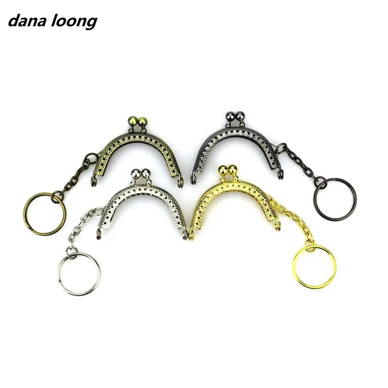 1 pieza 5 CM ronda monedero Metal marco beso Cierre de broche con Llave de Anillo piezas para mochilas Accesorios