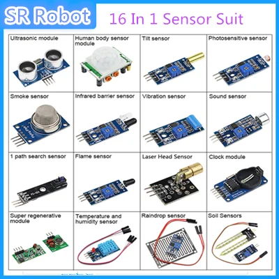 16 In 1 Sensor Suit For Arduino Raspberry Pi Sensor Module Kit 16 Kinds Of Sensors Diy Iot Starter Leaning Kit Teaching Project Parts Accessories Aliexpress