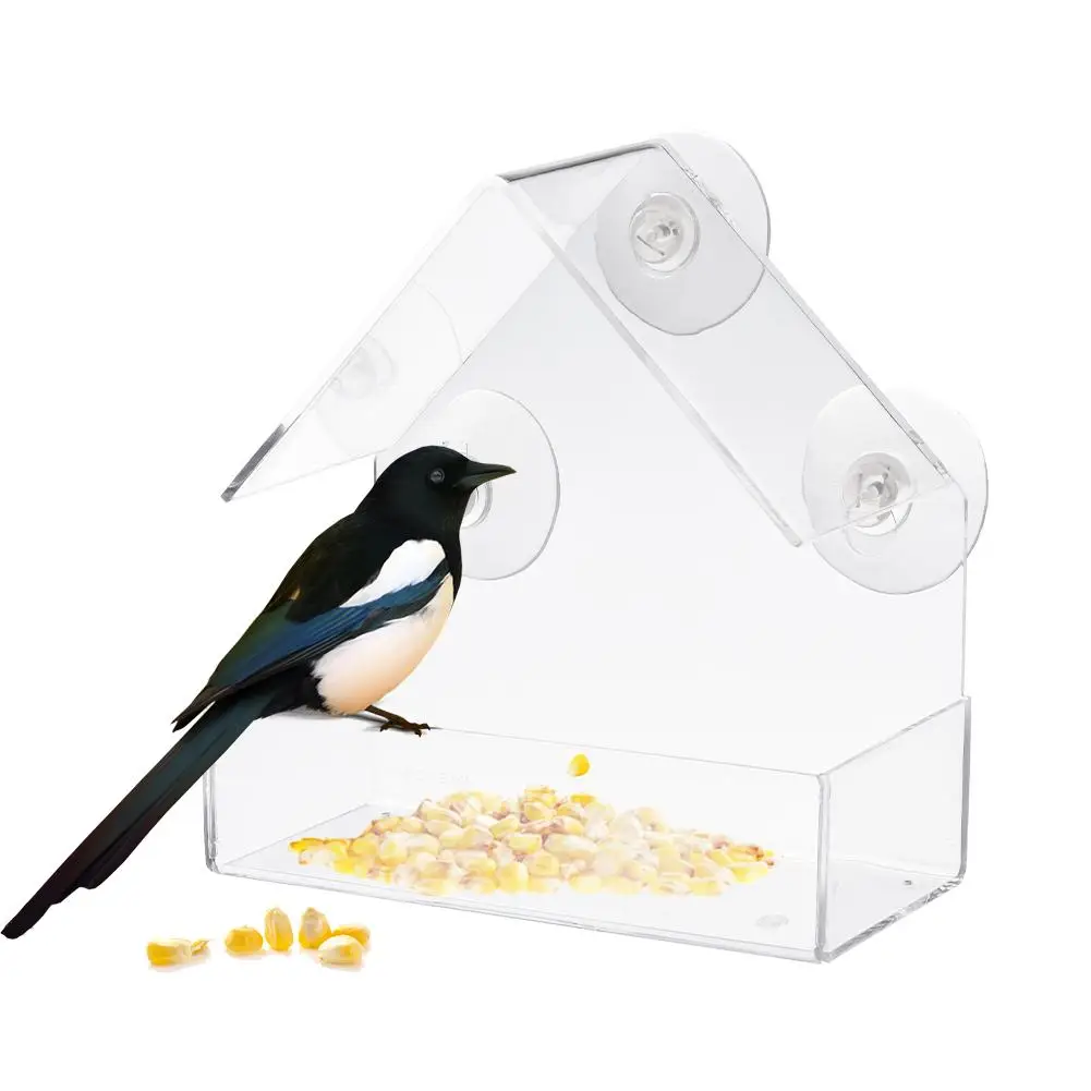 

Window Bird Feeder with Super Strong Suction Cups, Small, Clear Acrylic, Easy Clean, Outdoor Bird Feeders Squirrel Feeder