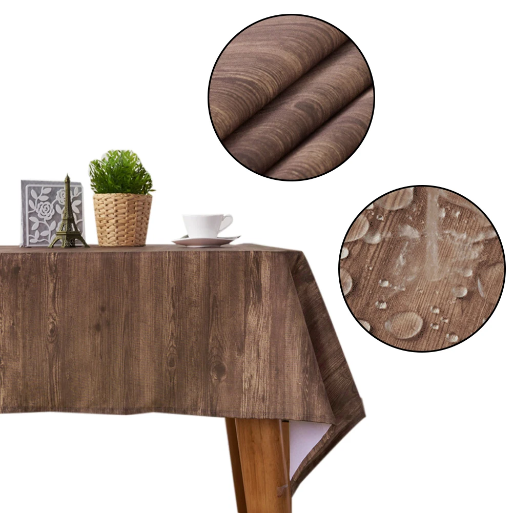 

Wooden Grain Pattern Square Tablecloth Waterproof Washable Stain Resistant Table Cloth for Kitchen Dining Home decoration gift