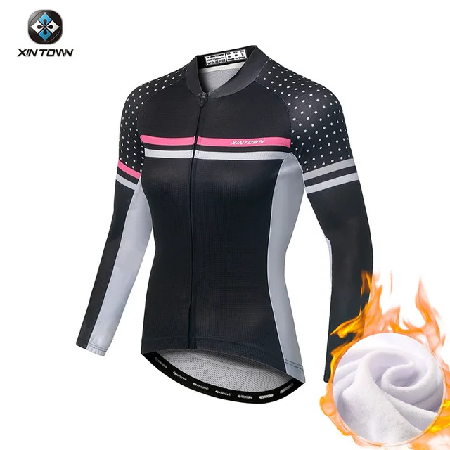 Autumn Winter Cycling Jacket Women Long Sleeved Bike Jacket Thermal Fleece Bicycle Jacket Female