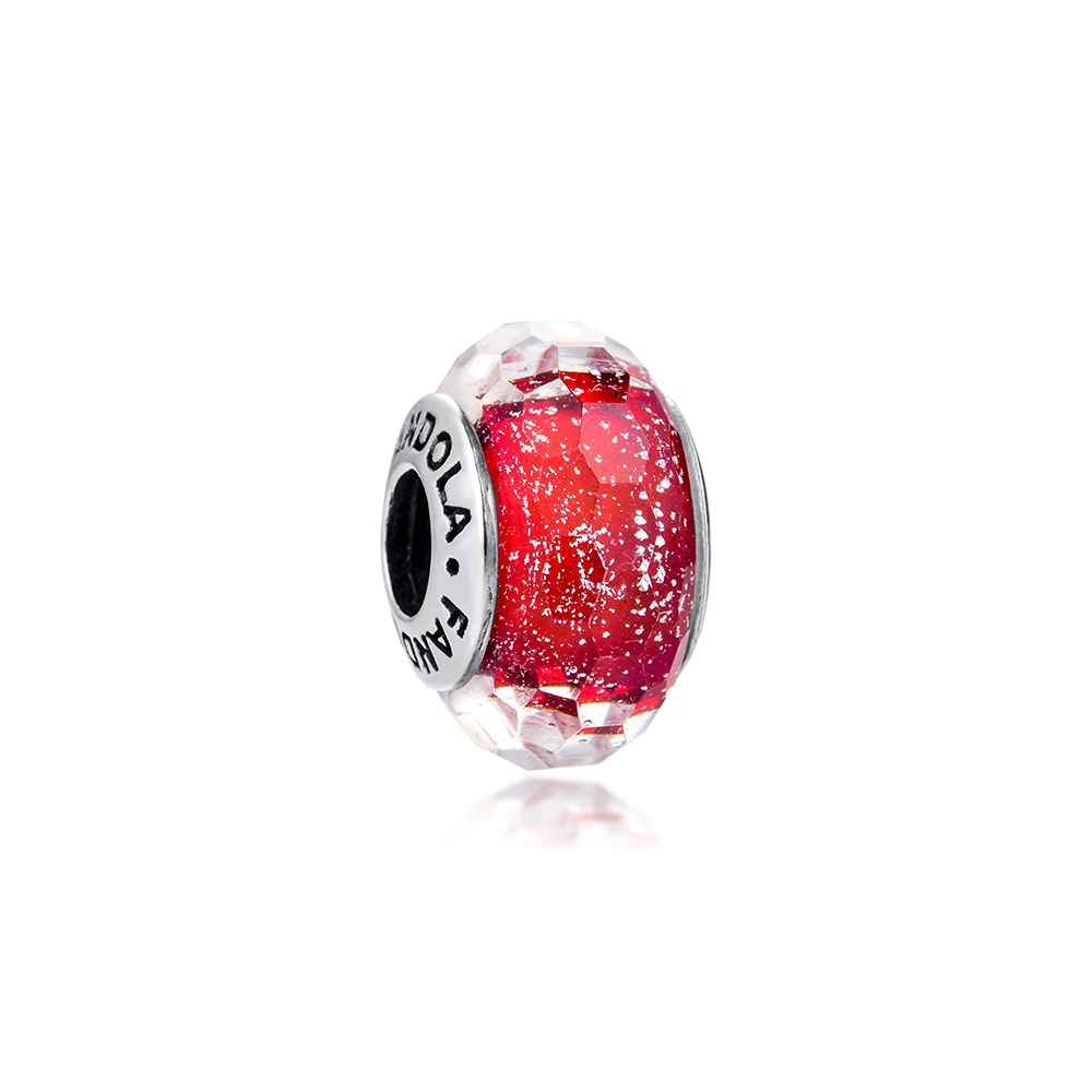 

Red Shimmer Murano Glass Beads Fits Europe Bracelet DIY Making Authentic 925 Sterling Silver Jewelry for Women CKG5026C