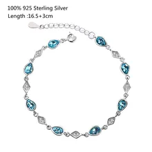 Buyee 925 пробы серебряный модный браслет для женщин Сладкий синий камень изысканный роскошный браслет для женщин модные вечерние ювелирные изделия