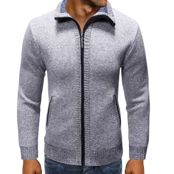 

2020 Spring Winter Men's SweaterCoat Faux Fur Wool Sweater Jackets Men Zipper Knitted Thick Coat Casual Knitwear
