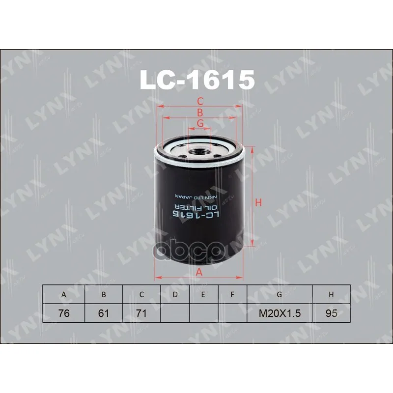 Фильтр Масляный Ford C-Max 1.8d 07 / Focus Ii 1.8d 04 / Galaxy 1.8d 06 / Mondeo 1.8d 07 / S-Max 1.8d 06 LYNXauto арт. LC1615