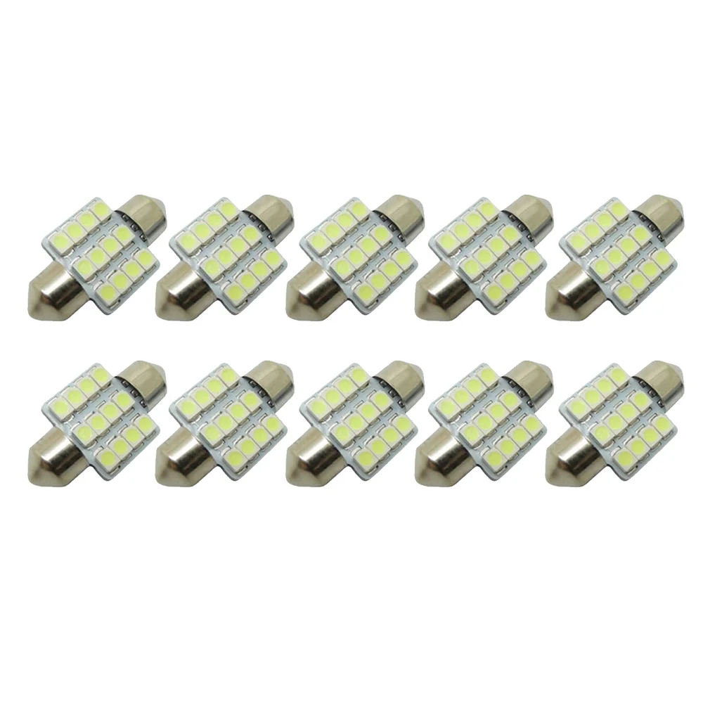 10 шт. салона Купол Карта двери светильник синий 31 мм 12 SMD светодиодный 5050 лампы накаливания светильник s для чтения светильник двери светильник хвост светильник