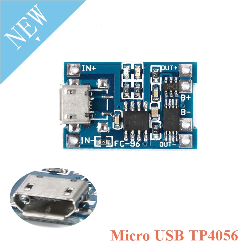 

5pcs Micro USB 5V 1A 18650 TP4056 Lithium Battery Charger Module Charging Board With Protection Dual Functions 1A Li-ion