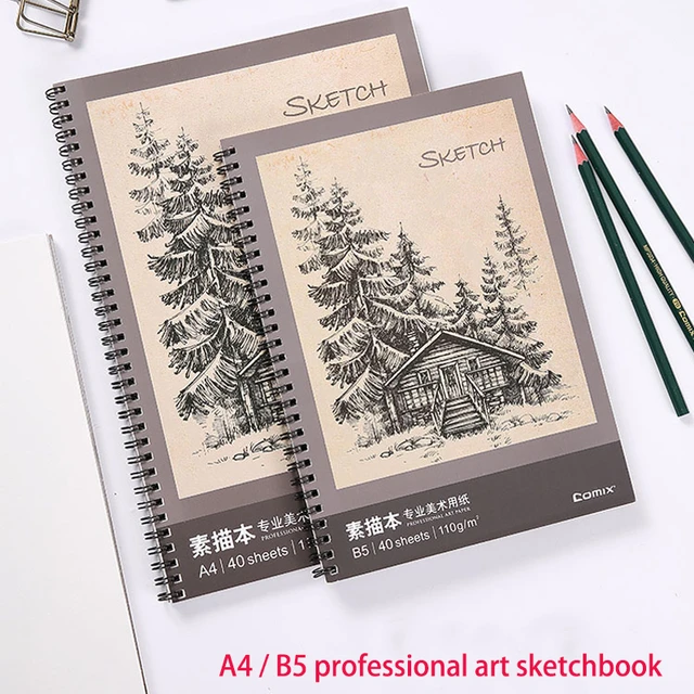 Elegant A4 Sketchbook 40 pages 110g professional sketching paper