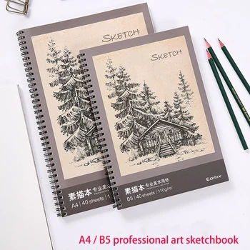

Sketchbook B5 /A4 40pages110g professional sketching paper double coil design loose-leaf easy to repeatedly wipe the sketchbook