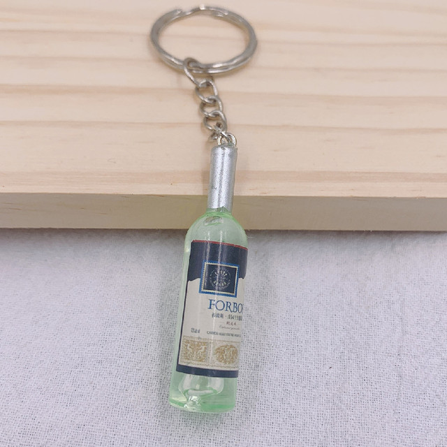 New Women/Men's Fashion Handmade Resin Wine Bottle Key Chains charm Key Rings Alloy Charms Gifts Wholesale
