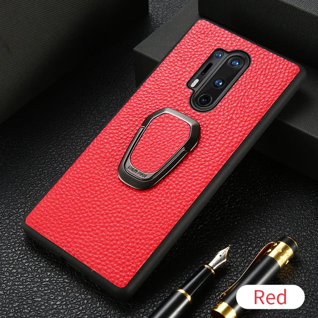 LANGSIDI Magneic ring phone case For oneplus 8 9 PRO 7 7T 8PRO 8T nord 2 N10 N100 ONE PLUS 9R 6 6T Genuine leather cover funda Red