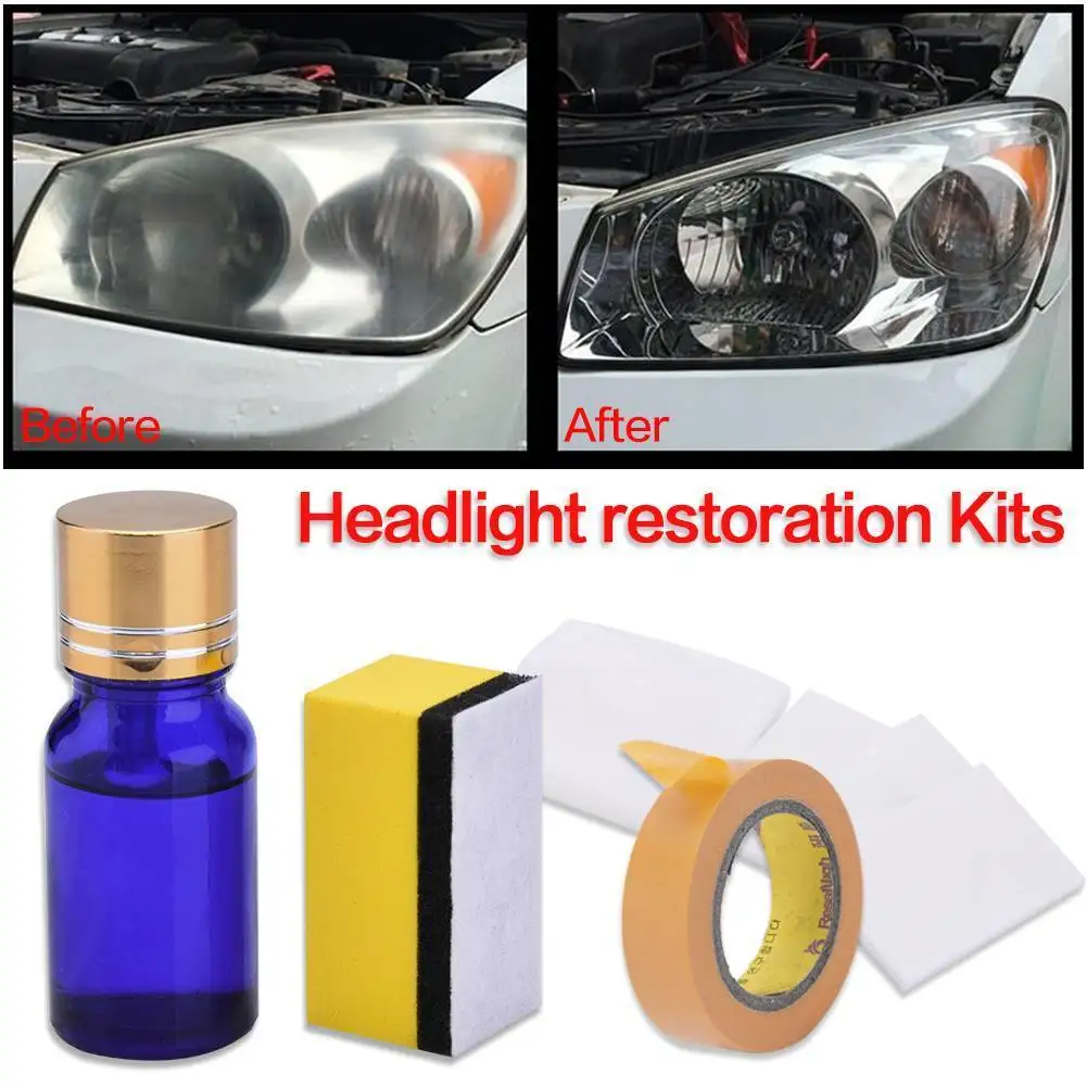 

10ml Car Headlight Repairing Fluid Lens Clean Wax Headlamp Restoration Repairing Liquid Polisher with Sandpaper Sponge