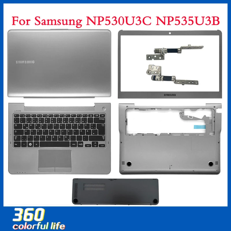 NEW Metal For Samsung NP530U3C NP530U3B NP535U3C NP535U3B LCD Back Cover /Front Bezel/ Hinges/Palmrest/Bottom Case Top Case leather laptop case