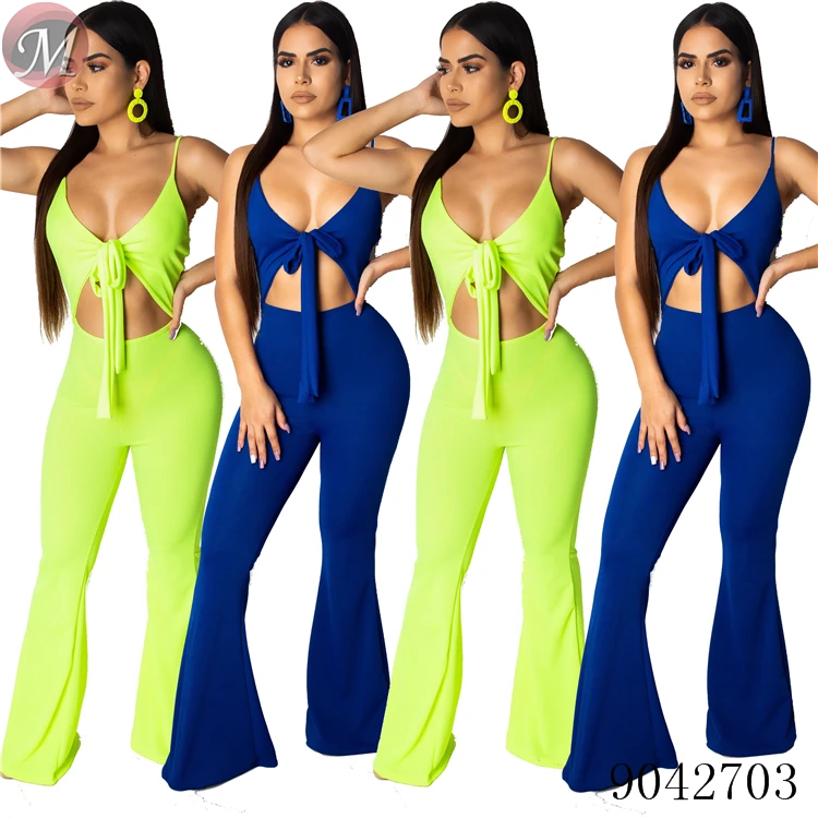 9042703  Summer hot sexy band suspenders long pants women jumpsuits and rompers moendress