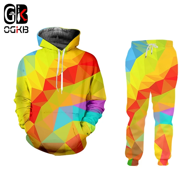 OGKB Fashion Colorful Rhombus Men Sets 3D All Over Print Hip Hop Casual Geometric Patterns Print Hoodies And Pants Oversized OGKB Fashion Colorful Rhombus Men Sets 3D All Over Print Hip Hop Casual Geometric Patterns Print Hoodies And Pants Oversized