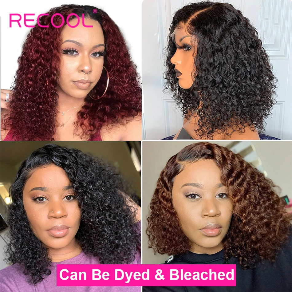 Recool Lace Front Human Hair Wig 13x4 HD Lace Frontal Wig For Women Human Hair Pre Plucked Ready To Go Water Wave Bob