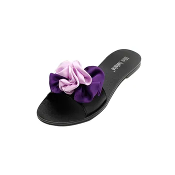 

Women Beach Summer slippers Flat With Slipper Sandals Foral Silk Mix Color Shoes ladies flat shoes pearl fashion slippers#330