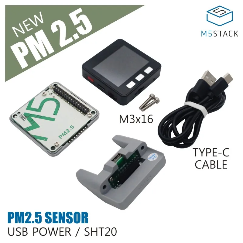 New Arrival! M5Stack PM 2.5 SENSOR USB POWER/SHT20 SET